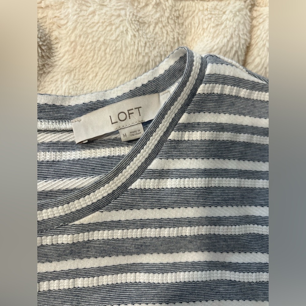 LOFT Striped Gray Swing Dress - Picture 5 of 5